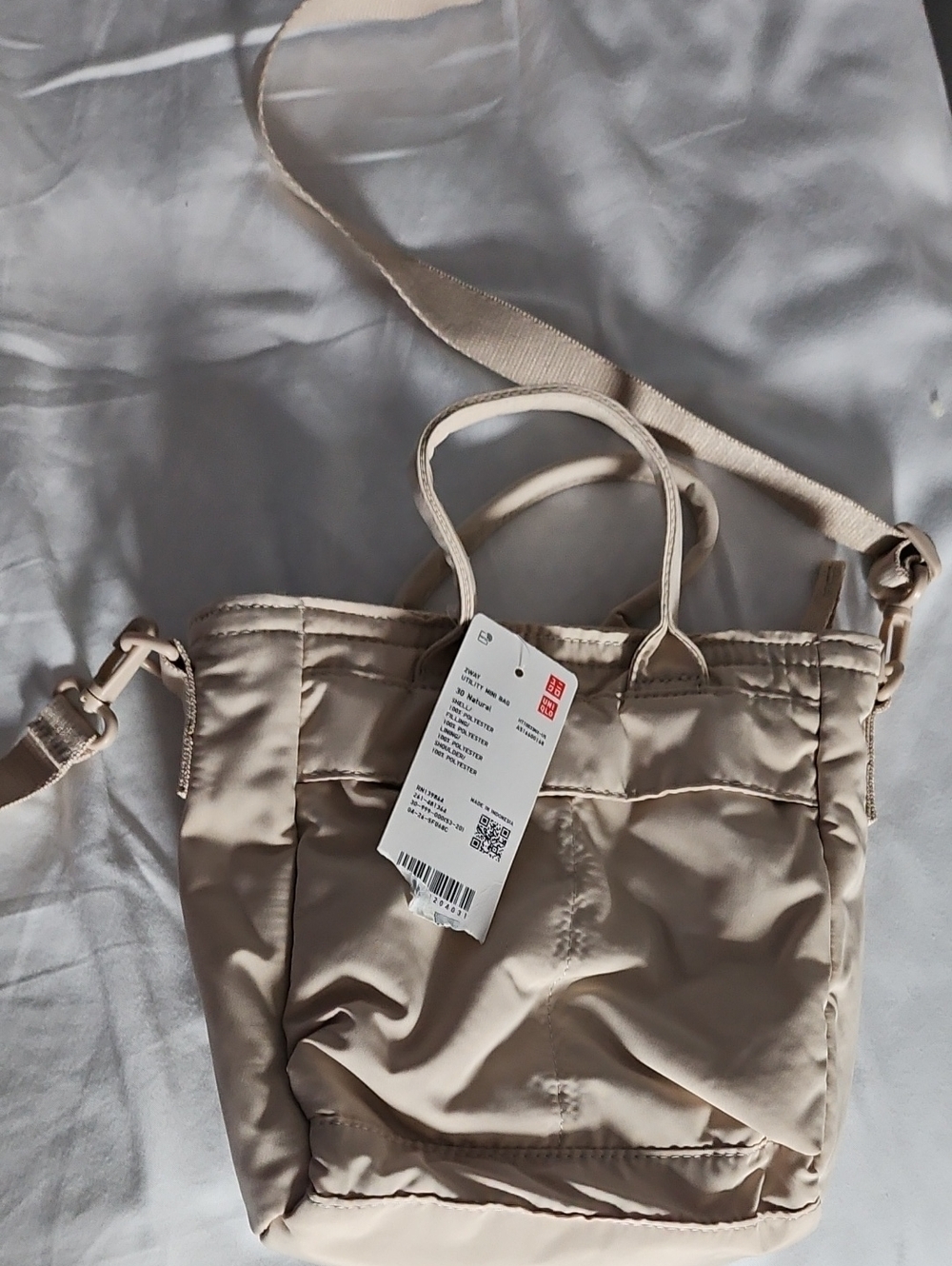 UNIQLO Beige Crossbody Tote with Dual Handles